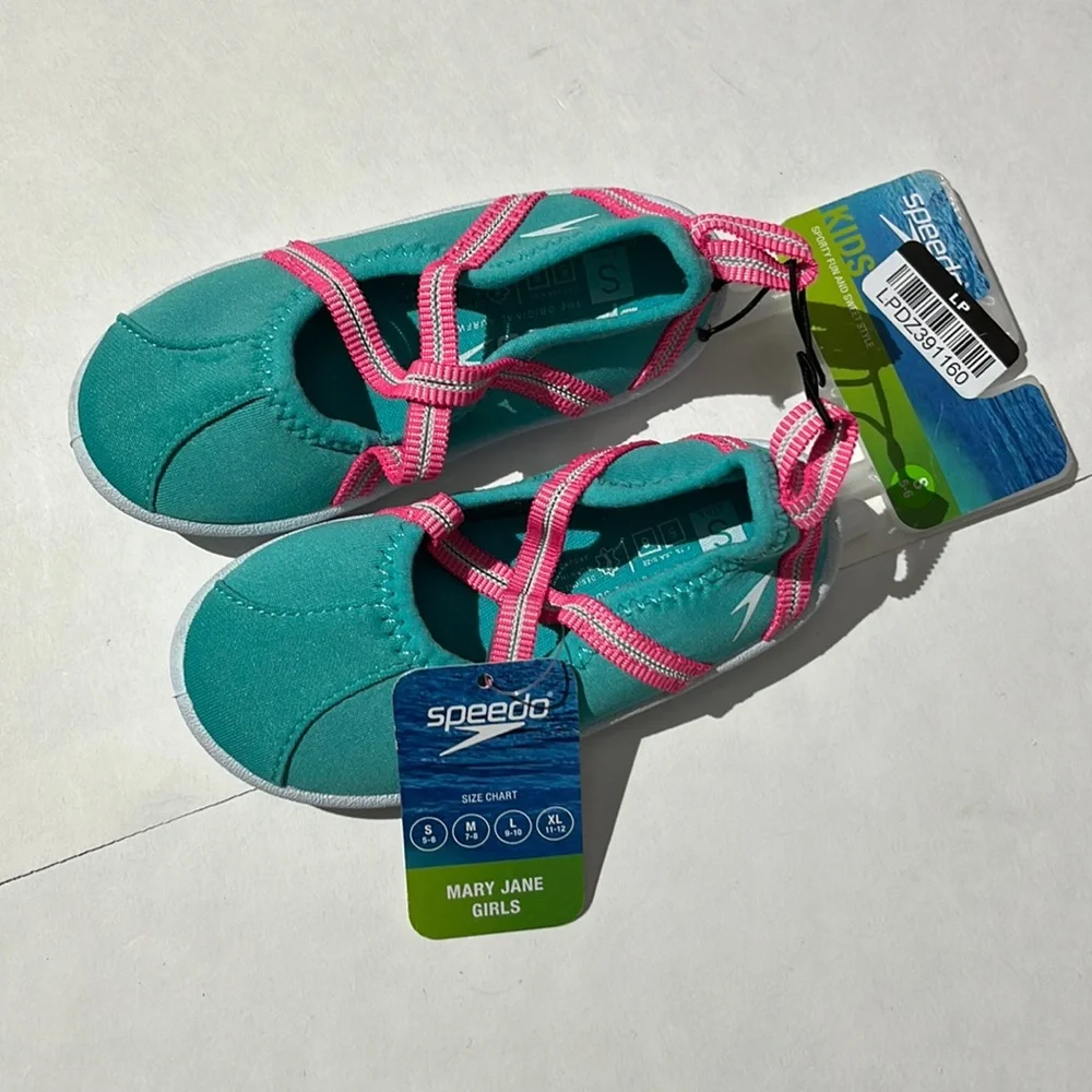 🌟NWT🌟 Speedo Toddler Mary Jane Girls Water Shoes - Turquoise kids sz small 5 6